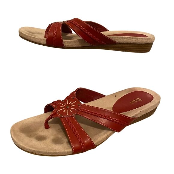 Bass Womens Red Leather Sandals Size 9 - Picture 2 of 6